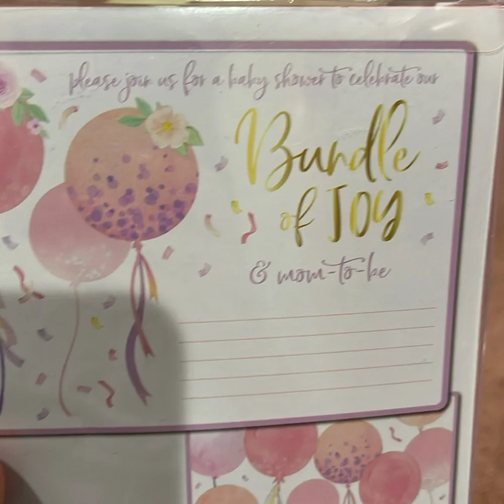 Bundle of Joy Baby Shower Invitations - Pink and Gold